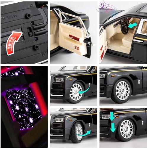 Image of VARIYA ENTERPRISE Exclusive Alloy Metal Pull Back Die-Cast Car Diecast Metal Pullback Toy Car with Openable 6 Doors,Light Music Boys Gifts Toys (1:24 Rolls Royce Phantom)