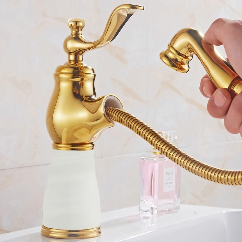 Robinet extractible en cuivre anti-projection pour mitigeur de salle de bain