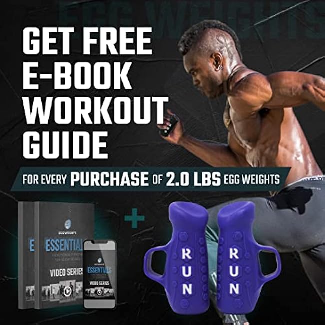 Egg Weights Running Pods 2.0 lbs Set Metal Alloy Hand Weights with Anti-Slip Finger Loop for Running, Outdoor Training for Adults - 2 Pods, 1.0 lbs each + Free E-Book Workout Guide