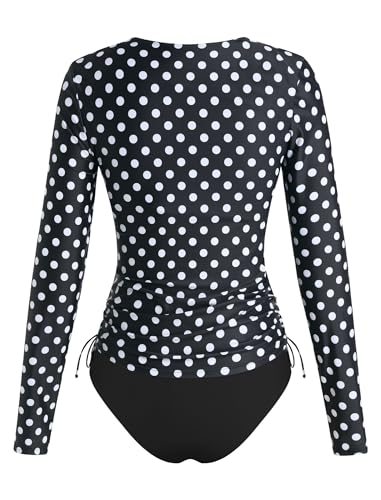 Image of ZAFUL Women's Long Sleeve Rash Guard UPF 50+ Sun Protection Surf Swim Shirts Drawstring Tankini Swimsuit