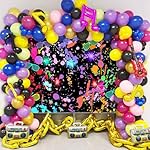 5x3ft Neon Glow in The Dark Backdrop Graffiti Splash Paint 80s 90s Theme Birthday Photography Background Let's Glow Crazy Retro Disco Neon Party Decorations Banner Photo Booth - Image 3