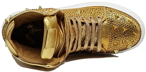 Image of Enzo Romeo Men's High Top Crystal Shimmer Rhinestone Blink Flat Spike Fashion Sneakers Shoes BUL2
