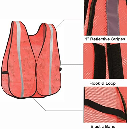 KAYGO Hi Vis Vests 10 Pack,Hi viz Vest, Reflective High Visibility Safety Waistcoat, Silver Stripe, for Men and Women, One size (Orange)