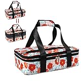 Pioneer Woman Insulated Double Casserole Carrier for Hot or Cold Food with Handle Food Transport Expandable for Travel Picnic Cookouts,Pioneer Woman Kitchen Stuff Accessories Fits 9' x 13' Baking Dish
