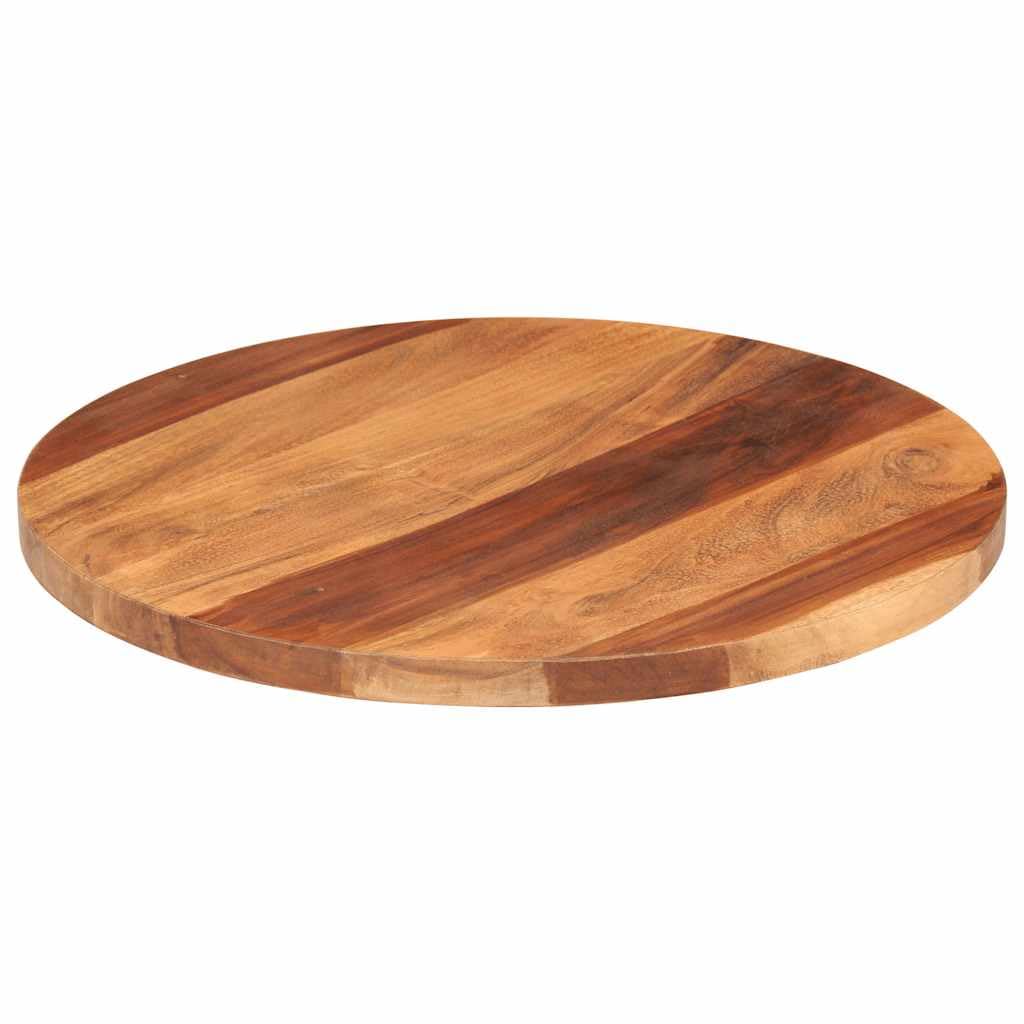 Piano in legno massiccio di acacia, rotondo, 50 cm, diametro 25-27 mm, spessore con finitura marrone miele, per soggiorno e bar, fascino rustico, durevole e facile da pulire