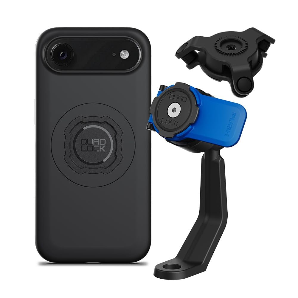 Quad Lock Mirror Stem Motorcycle Phone Mount with Vibration Dampener and MAG Phone Case for iPhone 17 Air