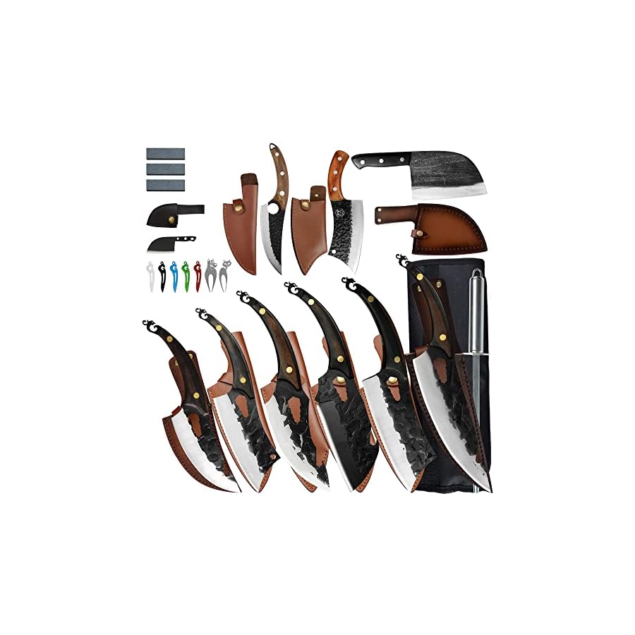 XYJ-Full-Tang-Chef-Cleaver-Set-With-Knife-Sheath-Stainless-Steel-Camping-Boning-Knives-Serbian-Butcher-Knife-For-Kitchen-Outdoor XYJ Full Tang Chef Cleaver Set With Knife Sheath Stainless Steel Camping Boning Knives Serbian Butcher Knife For Kitchen Outdoor