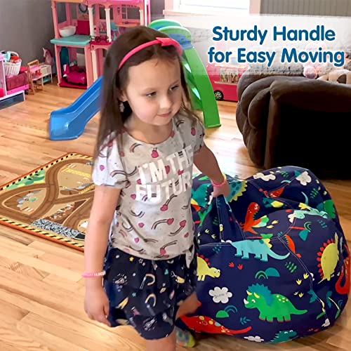 Lukeight Stuffed Animal Storage Bean Bag Chair For Kids, Zipper Storage Bean Bag For Organizing Stuffed Animals, Stripe Bean Bag Chair Cover, (No Beans) X-Large #TOP6
