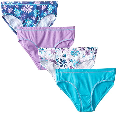 Hanes Ultimate Girls' 4-Pack Cotton Stretch Hipster Panties, Assorted, 8