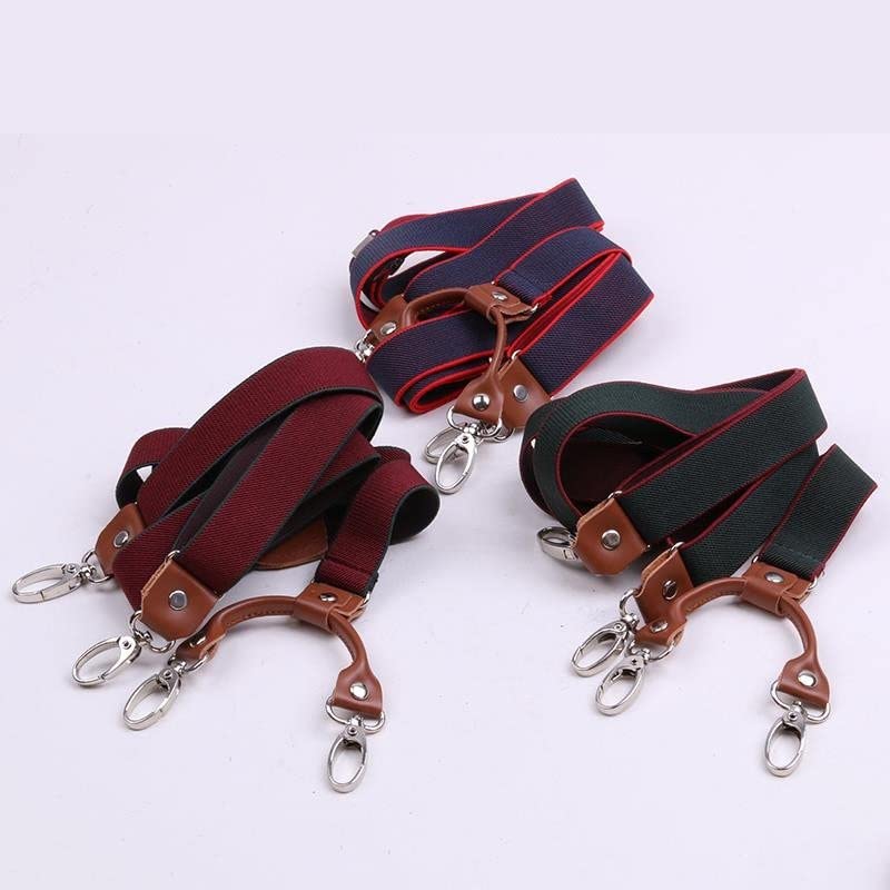 Bretelles marron 2.5cm de large style rétro en Y à 4 crochets