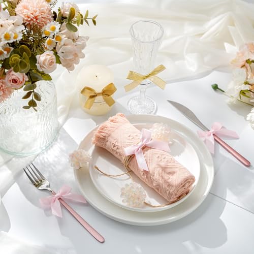 MORSUNBELA Schleifen Deko Hochzeit Kleine Geschenkschleifen Selbstklebend Schleife für Geburtstag Valentinstag Weihnachten Kommunion 50 Stück