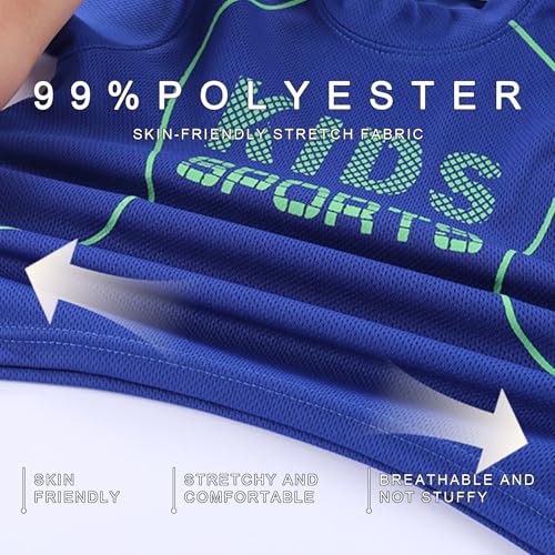 SXSHUN Kinder Sportbekleidung Set Jungen Mädchen Trainingsanzug Jogginganzug 2tlg Kurzarm T-shirt & Shorts Sport Set Schnelltrockend Sportanzug Sportoutfit Sommer für Jogging Fußball, 116