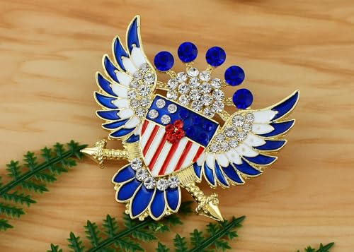 Image of Alilang American Flag USA Sparkly Crystal Rhinestone 4th of July Patriotic Pin Brooch