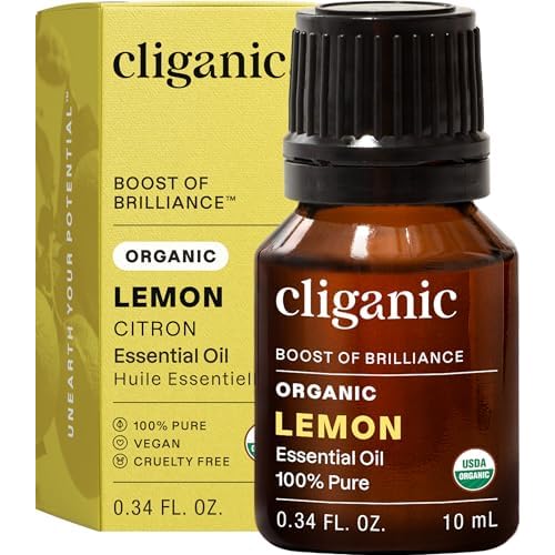 Cliganic Organic Lemon Essential Oil for Diffuser, 100% Pure, 0.33 Fl Oz…