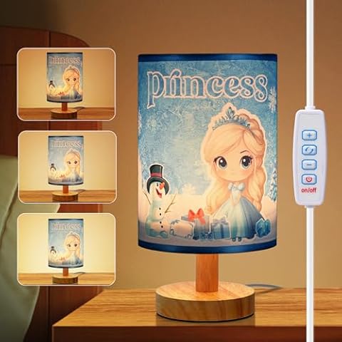 Princess Kids Table Lamp with Dimmable Light Cover