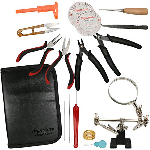 Deluxe 16pc Jewelry Making Supplies Kit - Jewelry Pliers, Magnifier Stand & Bead