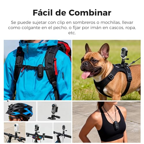 Zeerkeer Mini Camara Deportiva, Cámara 360 para Casco Moto 1080P WiFi Bodycam Clip Magnetico Camara Acuatica POV Vlog Action CAM para Mascotas, Viajes, Pesca y Ciclismo (Negro) - imagen 3
