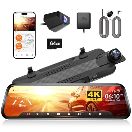 WOLFBOX G930 10-inch Mirror Dash Cam + 33ft Rear Cable