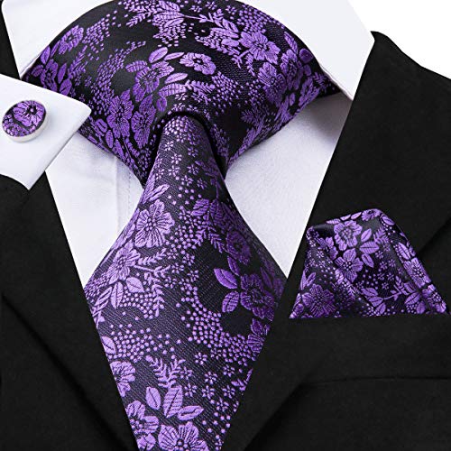 Dubulle 3Pcs Tie Set For Men Silk Mens Necktie And Lapel Pin Set Pocket Square Cufflinks Gift Box #TOP5