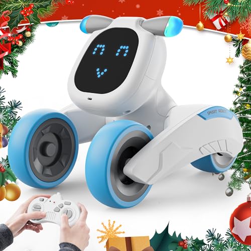 Dnenellr Robot Juguete, Robot Teledirigido para Niños con Expresión LED, Programable, Control por Voz (Solo en inglés), Interactivo Inteligente, Regalo para Niños y Niñas 3 4 5 6 7 8 9 10 11 12 Años