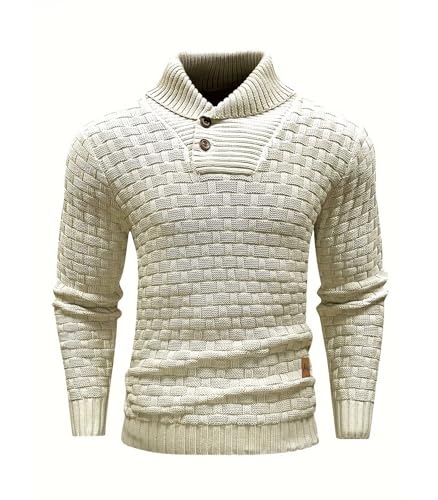 INVACHI Men's Shawl Collar Pullover Sweater Thermal Casual Soft Slim Fit Turtleneck Knit Stand Collar Sweaters3