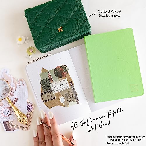 Image of NEORAH -A6Dotgrid Notebook SOFT COVER Organiser REFILL|Dotted notebook Journal |110 GSM |160 pages (Size 14.8 cm x 10.5 cm) Planner Journaling Writing Note Taking Diary,Travellers journal-LIGHT GREEN