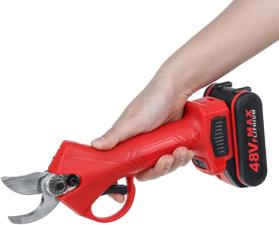 48VF Electric Cordless Pruner Pruning Shear with 9000Mah Lithium-Ion Battery Efficient Fruit Tree Bonsai Pruning Cutter 2 Batteries (2 Batteries)