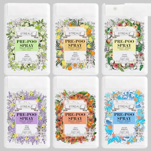 Image of Travel Size Toilet Spray 6-Pack, Travel Essentials Toiletries, Pocket Size Pre-Poo Spray, Bathroom Odor Deodorizer, Up to 360 Uses, 6 Refreshing Scents