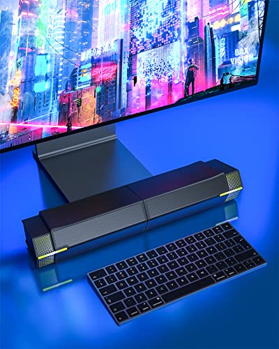 Jeecoo M20 Computer Speakers For Pc Desktop Monitor, Bluetooth V5.3 Pc Sound Bar - Wired Usb-Powered, Superb Stereo Sound, With Gradient Rgb Lighting - Combine/Separate To Customize Your Desk #TOP6