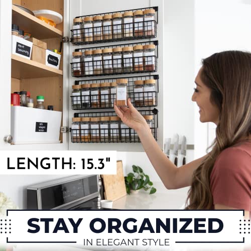 Zicoto Farmhouse Style Hanging Spice Racks For Wall Mount - Easy To Install Set Of 4 Space Saving Racks - The Ideal Seasoning Organizer For Your Kitchen #TOP1