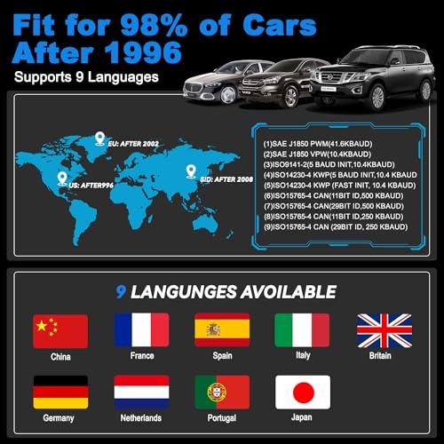 ATDIAG OBD2 Scanner V850 One-Click I/M,Car Code Reader Diagnostic Check Engine Light Scan Tool for All OBDII Vehicles,Turn Off CEL,Read/Clear Codes,Live Data,Voltage Test