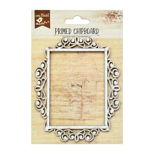 Little Birdie Laser Cut Primed Chipboard 1/Pkg-Antique Rectangle Frame