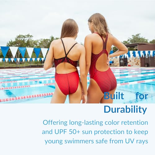 Sporti Solid Wide Strap One Piece Swimsuit Bathing Suit for Girls with UPF Protection and Racerback Style Youth Old Version4