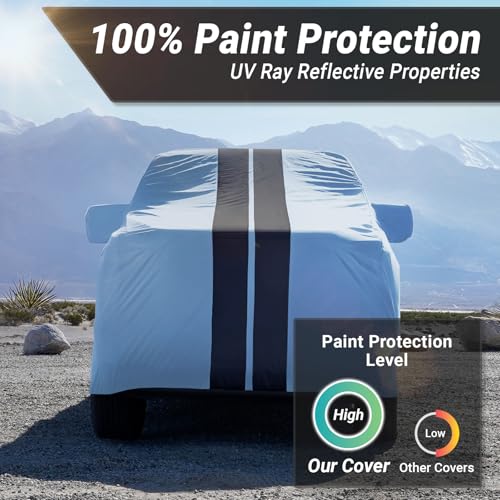 Image of iCarCover Premium Truck Cover for 2024-2026 GMC Sierra EV Heavy Duty Waterproof All Weather Automobiles Custom Fit Full Exterior Snow Rain Protection Covers (Stripe - Gray /Black)