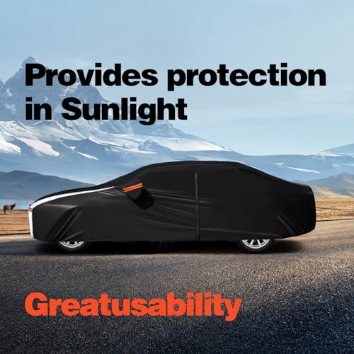 Image of Dodge Challenger Hellcat Car Cover 100% Waterproof All Weather, Gift with Towel, 10 Layers Car Cover Custom Fit 2008-2025 Dodge Challenger, Full Exterior Cover Rain Sun UV Protector.