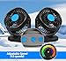 EXCOUP 2V Car Fan, 5'' Portable Auto Cooling Fan, Adjustable Dual Head 360° Rotatable, 12 Speed Cigarette Lighter Plug & LED Display for Sedan SUV RV Boat (T103E)