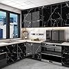Camiraft Marble Sticky Back Plastic Roll Black Self Adhesive Wallpaper 40cm ×3m 2.3mm Thicken Thermal Contact Paper Vinyl Film for Kitchen Countertop Cabinet Waterproof Furniture Sticker #2