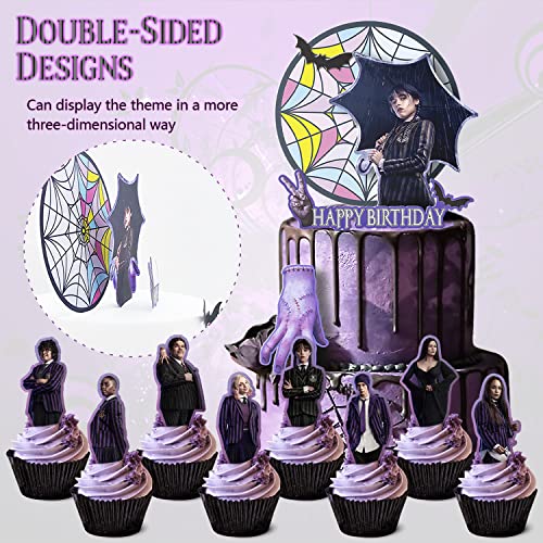 Wednesday Cake Toppers Cupcake Toppers Set, Cake Decorations For Addams Theme Birthday Party Supplies, 29 Counts #TOP1