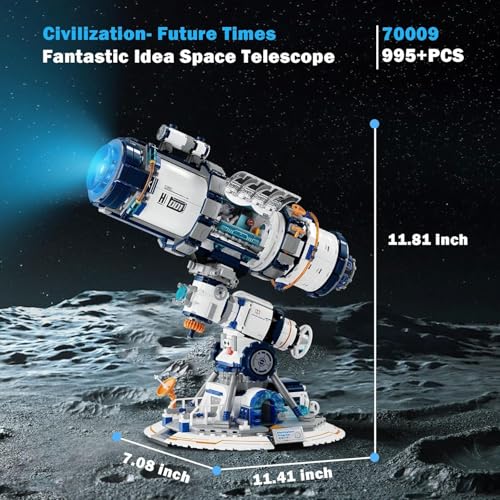 Image of SKY LINE OCEAN Space Telescope Building Set with Lights, 995+ PCS Space Exploration Model Kit for Adults & Teens 14+, STEM Planet Telescope Display Toy, Creative Gift for Space Lovers