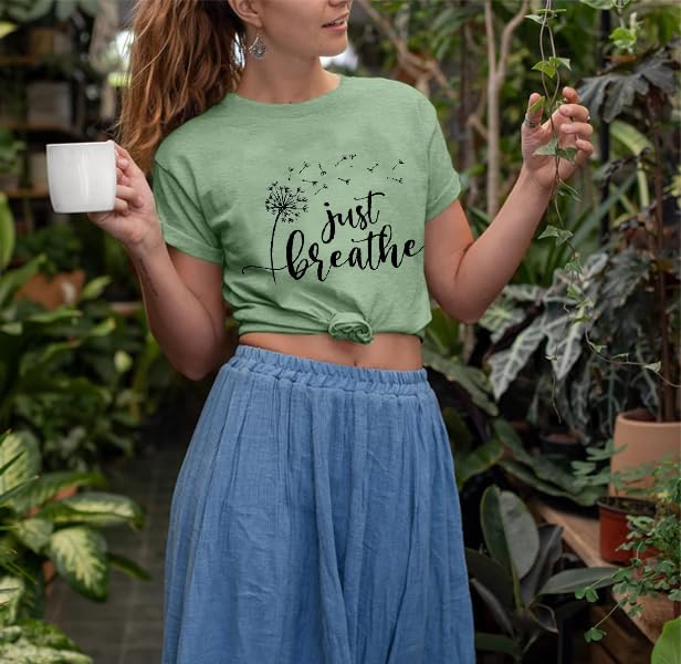 Image of Womens Dandelion T Shirts Sunflower Graphic Short Sleeve Casual Tops