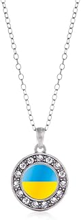 Silver Circle Charm 18 Inch Necklace with Cubic Zirconia Jewelry