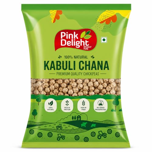 Image of Pink Delight Kabuli Chana (White Chickpeas) 400 gm | Natural, Unpolished & High Protein | Premium Bold Safed Chana | Rich in Fiber | Ideal for Chole, Salad & Hummus