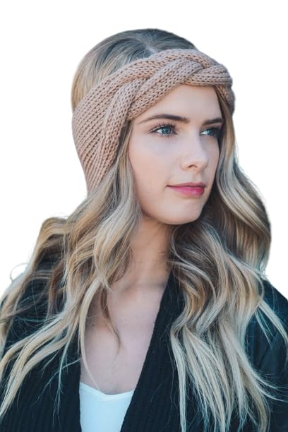 Handknitted/Crocheted Winter Woolen Unisex Headband Earwarmer Beige Color-image-38