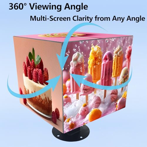 Image of P2.5 Magic Cube Indoor LED Display, 5-Sided Full-Color Programmable Digital Sign with WiFi App Control, GOB Protective Surface, Supports Text Images Videos Clock for Store Advertising