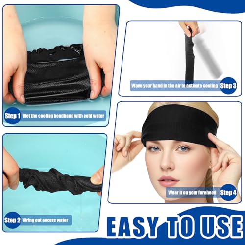 Image of 5pcs Summer Cooling Headbands for Men Stretchy Workout Sports Sweatbands Absorb Chill Cool Hairband for Hot Weather Running Golf Athletic