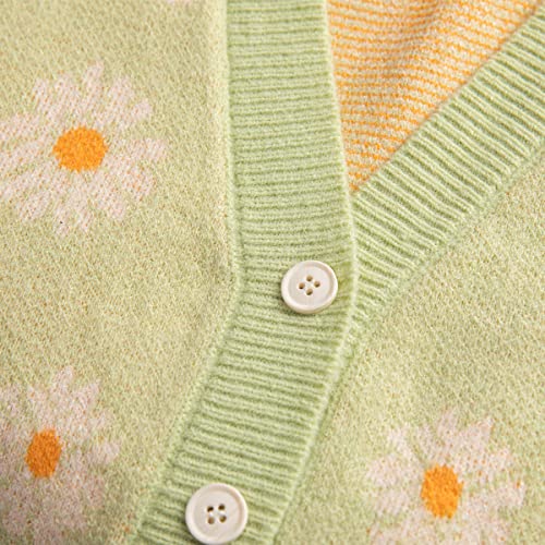 Hyipels Women's Floral Sweater Vest,Sleeveless Cardigan Flower Button Down Placket Girls Knitted V Neck Tank Tops4