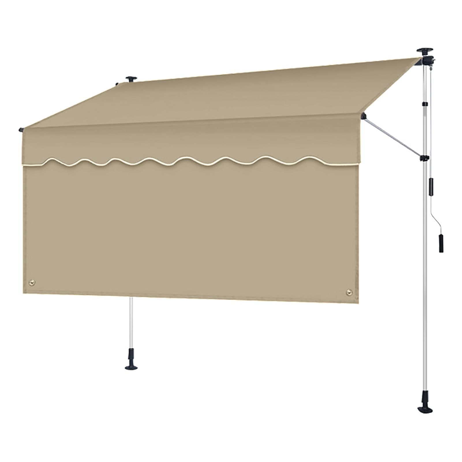 Toldo telescópico ajustable con lona impermeable y manivela manual para el jardín