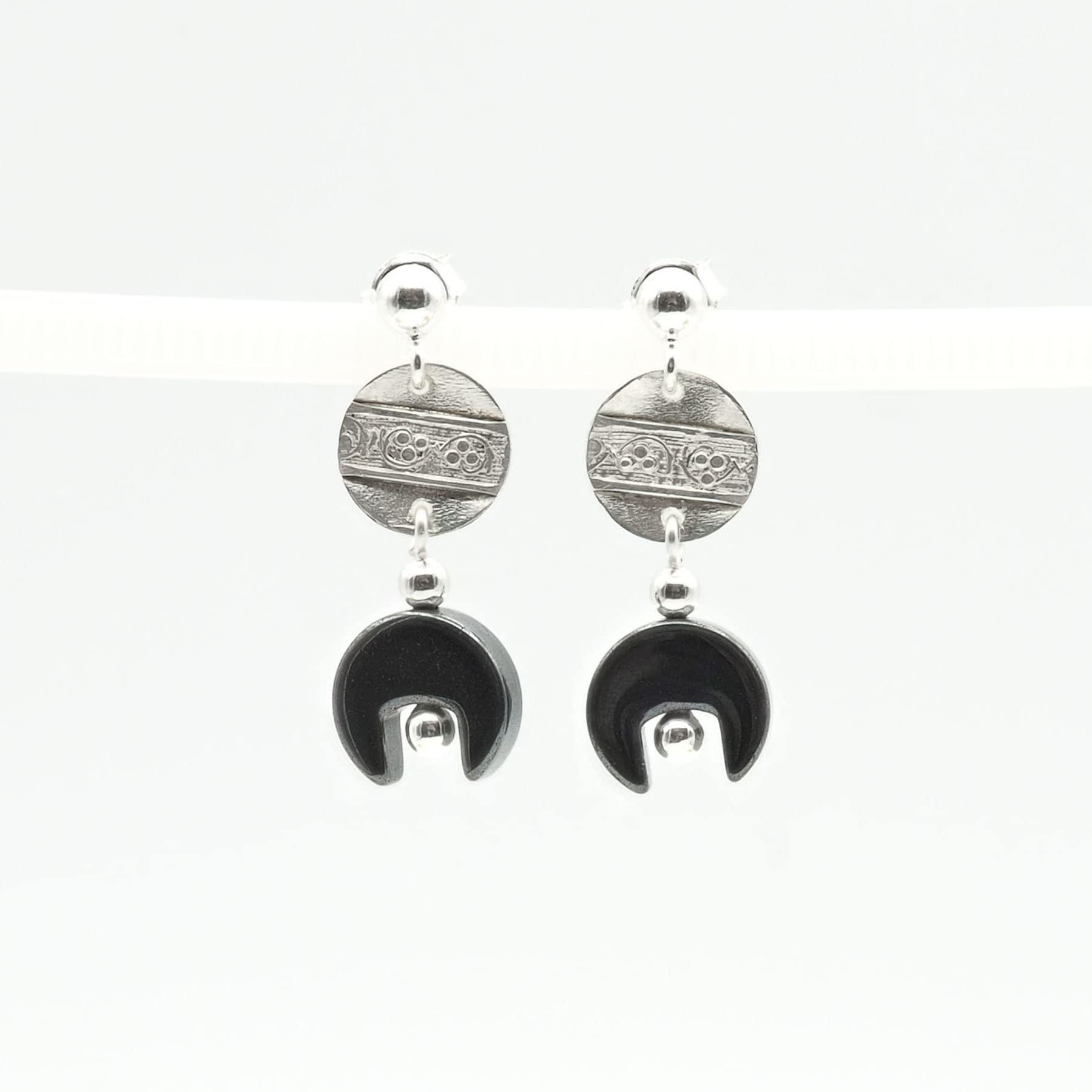 Pendientes Hematita y Plata 925