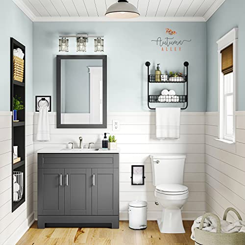 Image of Autumn Alley, Farmhouse Bathroom Trash Can - White Trash Bin with Lid and Pedal - White Garbage Bin for Rustic Bathroom, Farmhouse Kitchen Trash Can, Country Home Decor, 5L, 1.3 Gallon