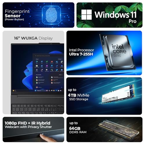 Image of Lenovo ThinkPad E16 Laptop Computer with Intel Ultra 7 255H, for Home Office Business, Lifetime Office 365, (16GB DDR5, 1TB SSD), Backlit Keyboard, Fingerprint Reader, Windows 11 Pro, Midnight Black